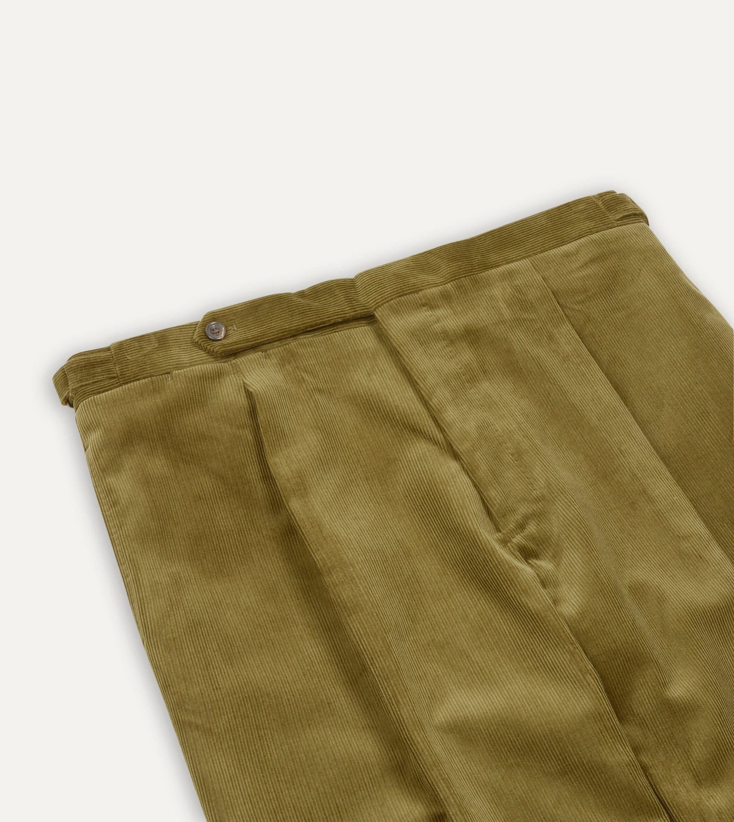 Olive Mid-Wale Corduroy Single Pleat Trouser 5 Olive Mid-Wale Corduroy Single Pleat Trouser - Image 3