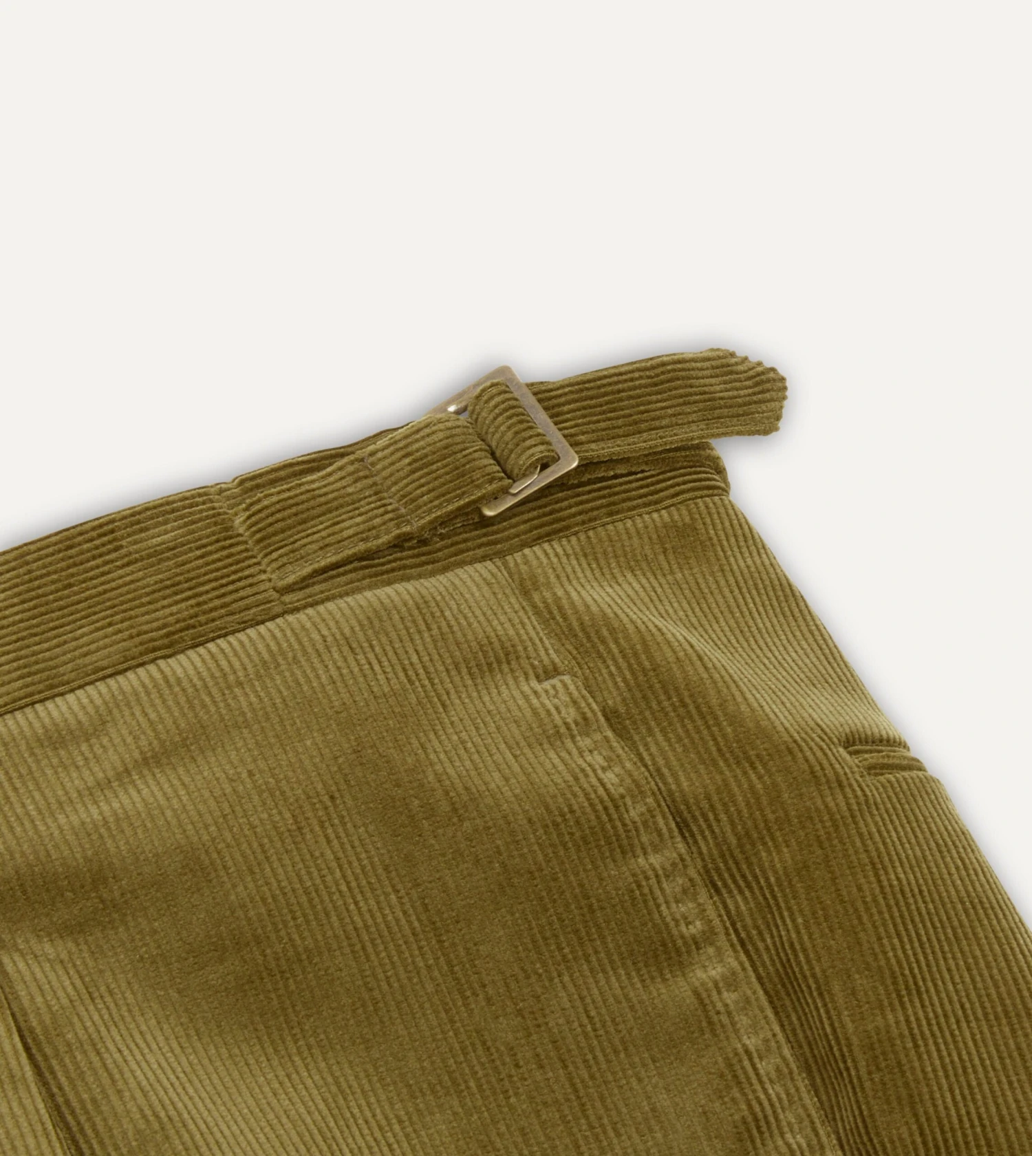 Olive Mid-Wale Corduroy Single Pleat Trouser 6 Olive Mid-Wale Corduroy Single Pleat Trouser - Image 4