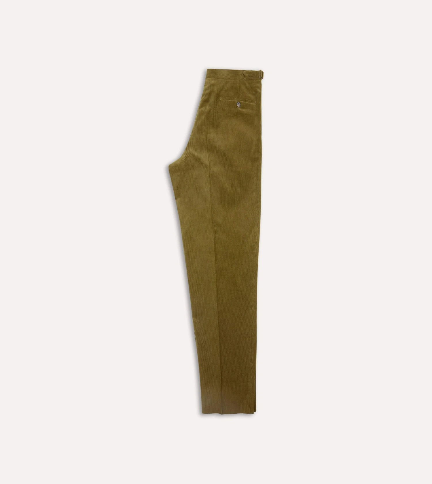 Olive Mid-Wale Corduroy Single Pleat Trouser 8 Olive Mid-Wale Corduroy Single Pleat Trouser - Image 6