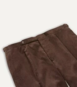 Brown Mid-Wale Corduroy Single Pleat Trouser -Drakes Shop DR2A6E21376 03300 3