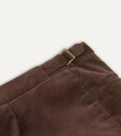 Brown Mid-Wale Corduroy Single Pleat Trouser -Drakes Shop DR2A6E21376 03300 4
