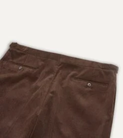 Brown Mid-Wale Corduroy Single Pleat Trouser -Drakes Shop DR2A6E21376 03300 5