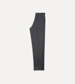 Charcoal Tropical Wool Single Pleat Trouser -Drakes Shop DR2A6E21378 02600 5