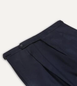Navy Wool Flannel Single Pleat Trouser 9 Navy Wool Flannel Single Pleat Trouser -Drakes Shop DR2A6E21379 01250 3