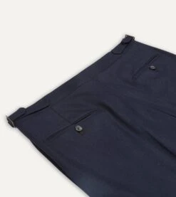 Navy Wool Flannel Single Pleat Trouser 10 Navy Wool Flannel Single Pleat Trouser -Drakes Shop DR2A6E21379 01250 4