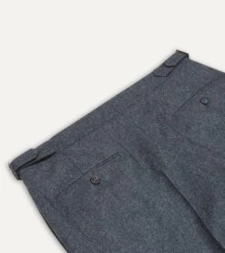 Grey Wool Flannel Single Pleat Trouser -Drakes Shop DR2A6E21379 02600 4