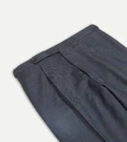 Grey Worsted Wool Single Pleat Trouser -Drakes Shop DR2A6E21380 01600 3