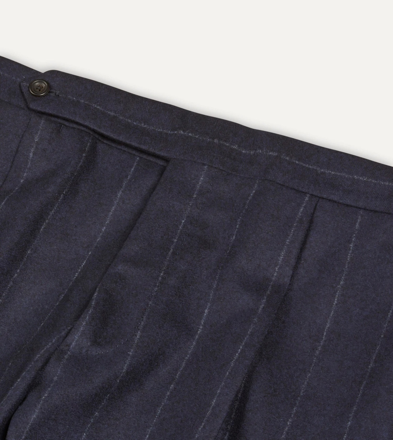 Navy Chalkstripe Wool Flannel Single Pleat Trouser 5 Navy Chalkstripe Wool Flannel Single Pleat Trouser - Image 3