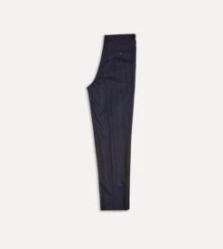 Navy Chalkstripe Wool Flannel Single Pleat Trouser 13 Navy Chalkstripe Wool Flannel Single Pleat Trouser -Drakes Shop DR2A6E21868 01252 6