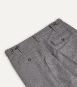 Grey Merino Wool Games Trouser -Drakes Shop DR2A6E22549 02600 5