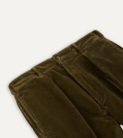 Olive Cotton Corduroy Games Trousers -Drakes Shop DR2A6E22619 02400 3
