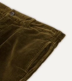 Olive Cotton Corduroy Games Trousers -Drakes Shop DR2A6E22619 02400 4