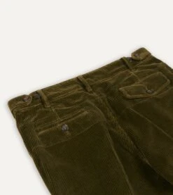 Olive Cotton Corduroy Games Trousers -Drakes Shop DR2A6E22619 02400 5