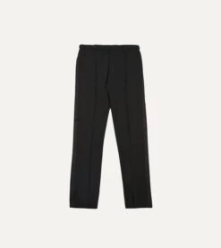 Black Tropical Wool Single-Pleat Dinner Trousers -Drakes Shop DR2A6E23800 01100 1