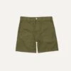 Olive Herringbone Cotton Linen Fatigue Shorts -Drakes Shop DR2A6F 24049 01 400 1