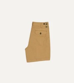 Sand Cotton Twill Single-Pleat Shorts -Drakes Shop DR2A6F23170 03300 5