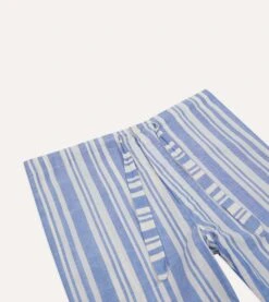 Blue And White Stripe Linen Pyjama Set -Drakes Shop DR3AC0 23212 01 202 10