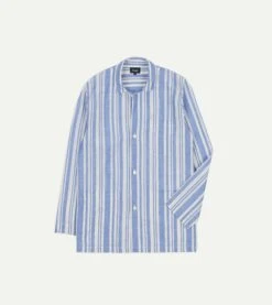 Blue And White Stripe Linen Pyjama Set -Drakes Shop DR3AC0 23212 01 202 3