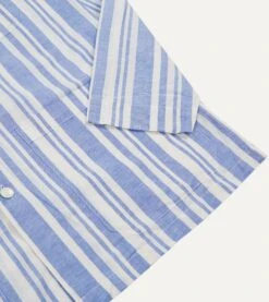 Blue And White Stripe Linen Pyjama Set -Drakes Shop DR3AC0 23212 01 202 6