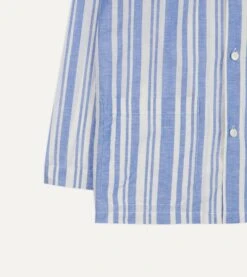 Blue And White Stripe Linen Pyjama Set -Drakes Shop DR3AC0 23212 01 202 7