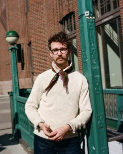 Ecru Silk Ribbed Integral Collar Jumper 14 Ecru Silk Ribbed Integral Collar Jumper -Drakes Shop Jack14