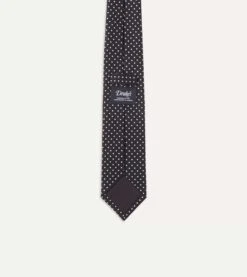 Navy Small Dot Silk Tipped Tie -Drakes Shop TIE E5080N 06873 001 5