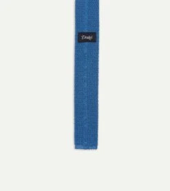 Light Blue Knitted Silk Solid Colour Tie -Drakes Shop TIE SC01KN PLAIN 003 5
